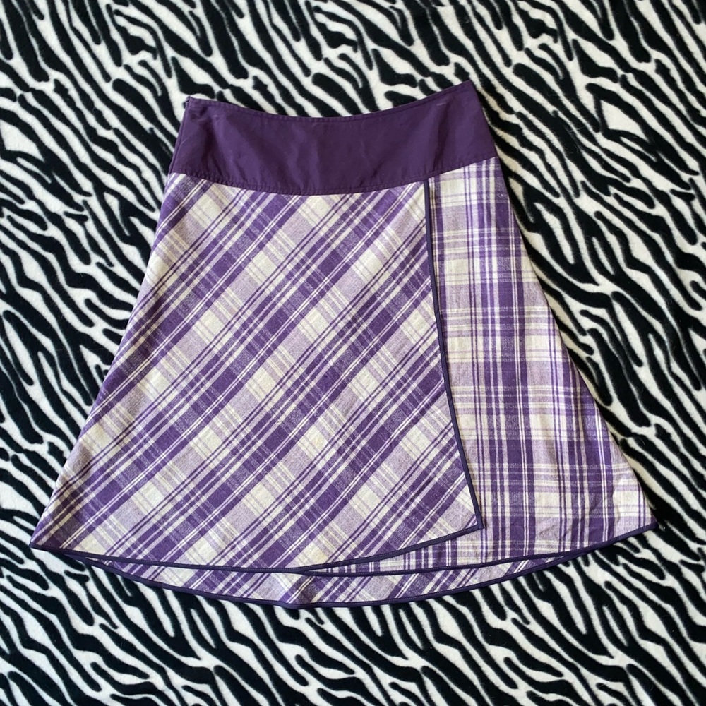 IMAN Purple Plaid A-Line Skirt